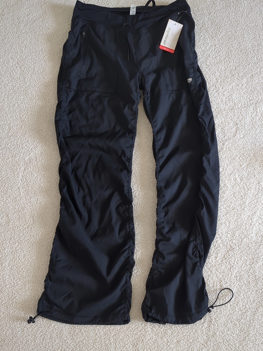Maika Black Active Pants with Front Pockets- Dry Wik
